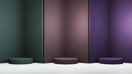 3D rendering of blank backdrop background for displaying fashion and cream cosmetics decorations....