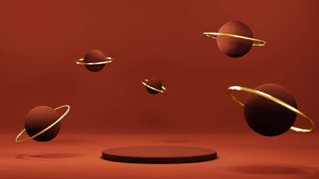 3D rendering of blank backdrop background for displaying fashion and cream cosmetics decorations. Modern podium background for luxury product.の写真素材