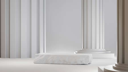 3D rendering of blank product background for displaying fashion and cream cosmetics decorations. Modern podium background for luxury product.の写真素材