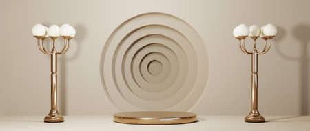 3D rendering of blank product background for displaying fashion and cream cosmetics decorations. Modern podium background for luxury product.の写真素材