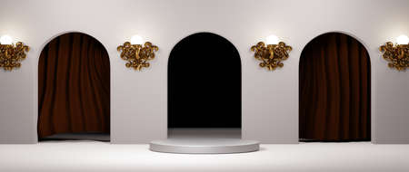 3D rendering of blank product background for displaying fashion and cream cosmetics decorations. Modern podium background for luxury product.の写真素材