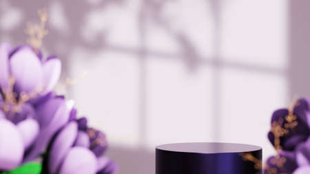 3D rendering of blank product background for displaying fashion and cream cosmetics decorations. Modern podium background for luxury product.の写真素材