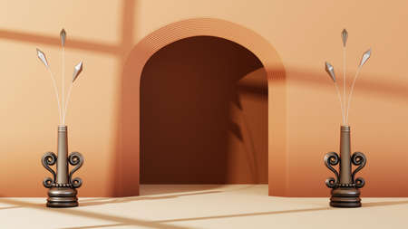 3D rendering of Background for displaying product, creams and cosmetics. For show product. Blank background showcase mockup.の写真素材