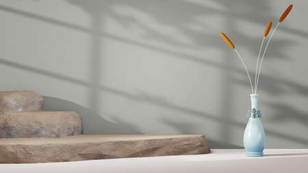 3D rendering of Background for displaying product, creams and cosmetics. For show product. Blank background showcase mockup.の写真素材