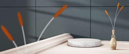 3D rendering of blank product background for displaying fashion and cream cosmetics decorations. Modern podium background for luxury product.の写真素材