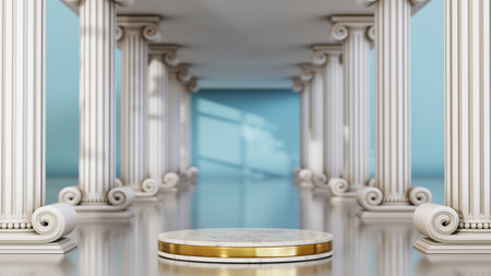 3D rendering of blank product background for displaying fashion and cream cosmetics decorations. Modern podium background for luxury product.の写真素材