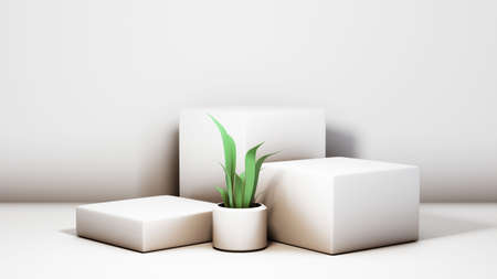 3D rendering of blank product background for displaying fashion and cream cosmetics decorations....