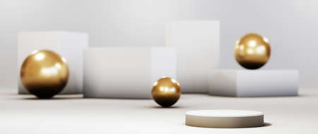 3D rendering of blank product background for backdrop fashion and cream cosmetics decorations. Modern blank podium background for luxury product.の写真素材