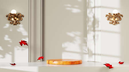 3D rendering of blank product background for backdrop fashion and cream cosmetics decorations. Modern blank podium background for luxury product.の写真素材