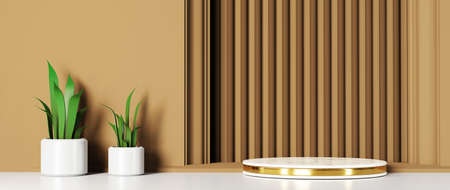 3D rendering of blank product background for backdrop fashion and cream cosmetics decorations. Modern blank podium background for luxury product.の写真素材
