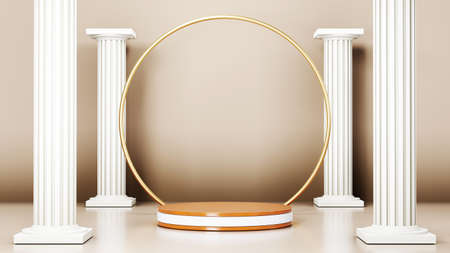 3D rendering of blank product background for backdrop fashion and cream cosmetics decorations. Modern blank podium background for luxury product.の写真素材