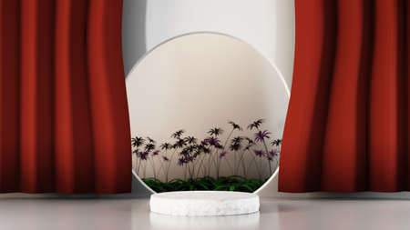 3D rendering of blank product background for backdrop fashion and cream cosmetics decorations. Modern blank podium background for luxury product.の写真素材