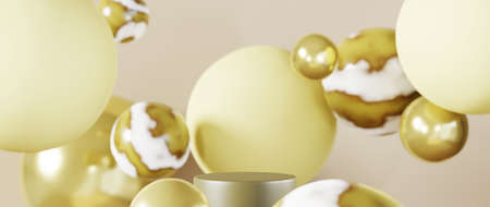 3D rendering of blank product background for backdrop fashion and cream cosmetics decorations. Modern blank podium background for luxury product.の写真素材