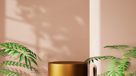 3D rendering of blank product background for backdrop fashion and cream cosmetics decorations. Modern blank podium background for luxury product.の写真素材