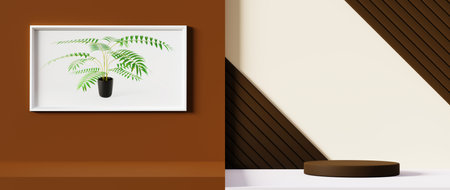 3D rendering of blank product background for backdrop fashion and cream cosmetics decorations. Modern blank podium background for luxury product.の写真素材