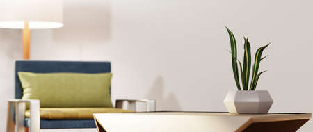 3D render of Home interior with ethnic decoration. Modern living room in house or apartment.の写真素材