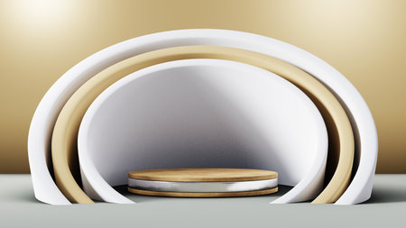 3D rendering of blank product abstract background for backdrop fashion and cream cosmetics decorations. Modern blank podium background for show luxury product.の写真素材