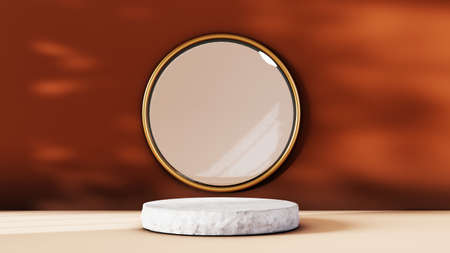 3D rendering of blank product abstract background for backdrop fashion and cream cosmetics decorations. Modern blank podium background for show luxury product.の写真素材