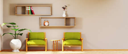 3D render of Home interior with ethnic decoration. Modern living room in house or apartment.の写真素材