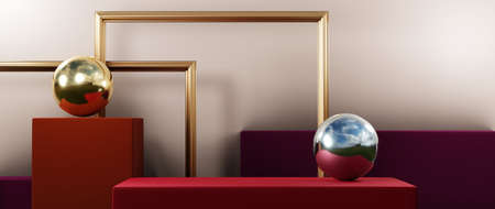 3D rendering of blank product abstract background for backdrop fashion and cream cosmetics decorations. Modern blank podium background for show luxury product.の写真素材