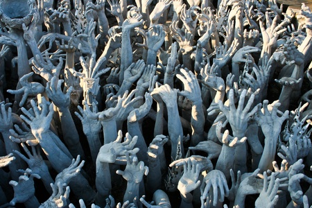 Hand of hell ,Thai Art, Thailand, Wat ruangkun, cheangraiの写真素材