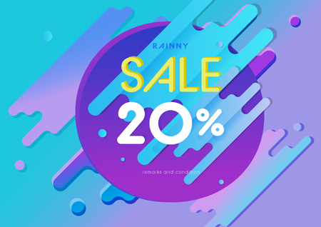 Discount sale colorful abstract background and banner like puzzle item with blue violet pink tone, modern design vector for media art, vivid gradient banner for advertising mediaのイラスト素材