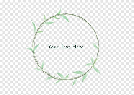 A circle frame of Watercolor climbing plants with light green color leaves vectors,vintage and luxury branch banner on transparency backgroundのイラスト素材