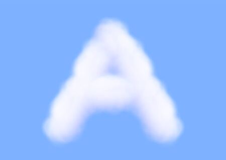 Consonant realistic white cloud vectors on blue sky background, Beautiful air cloud typeface,...