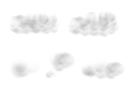 Realistic white cloud vectors isolated on white backgroundのイラスト素材