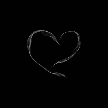 Realistic Vectors of Beautiful Heart Shape Smoke on Dark Background like Fog or Mist Effect for bad luck in love or Valentine dayのイラスト素材