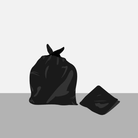 Black garbage bags vector isolated on white backgroundのイラスト素材