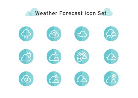 weather forecast could flat icon set isolated on white backgroundのイラスト素材