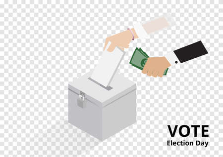 vote with money in hand of a woman, corruption vector isolated on transparency backgroundのイラスト素材