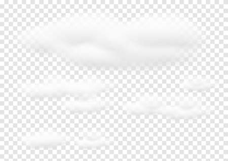 Realistic white cloud vectors isolated on transparency background, cotton wool ep60のイラスト素材