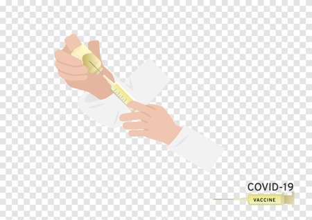 A doctor inject vaccine in syringe isolated on transparency backgroundのイラスト素材