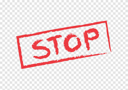 red clearly stop word in red square frame isolated on transparency backgroundのイラスト素材