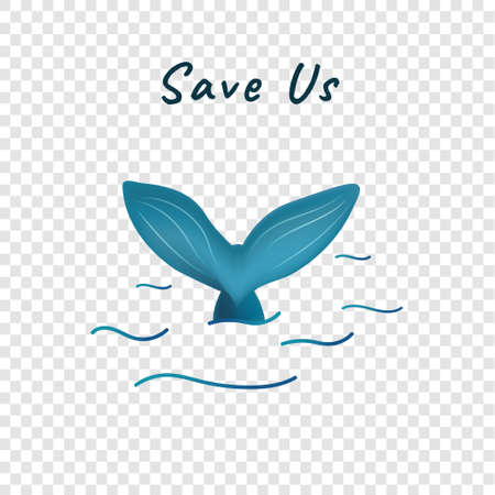 A giant tail whale above ocean vector for global warming campaign isolated on transparency backgroundのイラスト素材