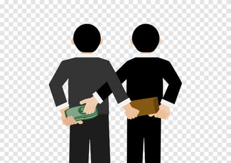 two business man paying money to corruption deal vector isolated on transparency backgroundのイラスト素材