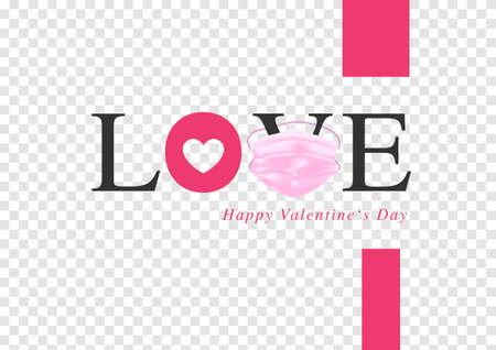 medical mask with heart shape for happy valentine festival isolated on transparency backgroundのイラスト素材