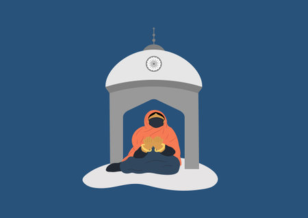 Pray for Indian vector, campaign to stop corona virus ,Covid-19 illustration ep03のイラスト素材