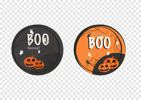 halloween festival boo vector banner isolated on transparency backgroundのイラスト素材
