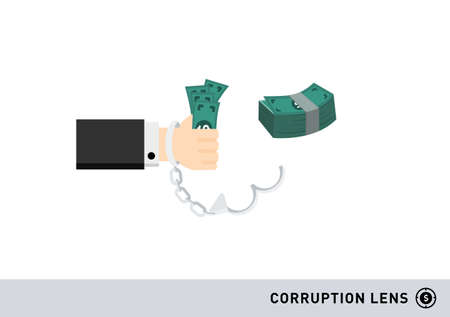 set of corruption lens with illegal cash action vector isolated on white background