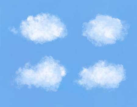set of many shape cloud on blue and white clear sky background