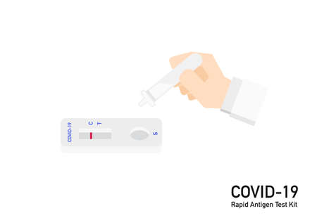 set of Covid-19 antigen test kit resulted vector isolated on white backgroundのイラスト素材
