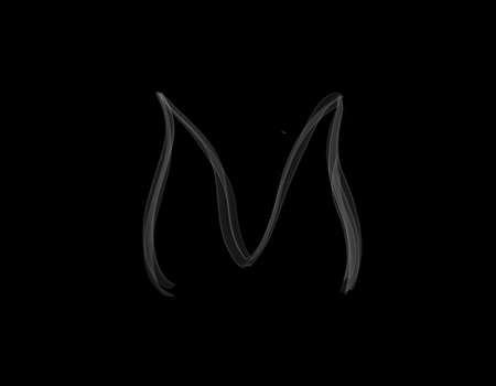 set of realistic alphabet and number shape of smoke spreading on dark backgroundの写真素材