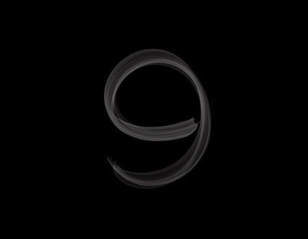 realistic 9 number shape of smoke spreading on dark backgroundの写真素材