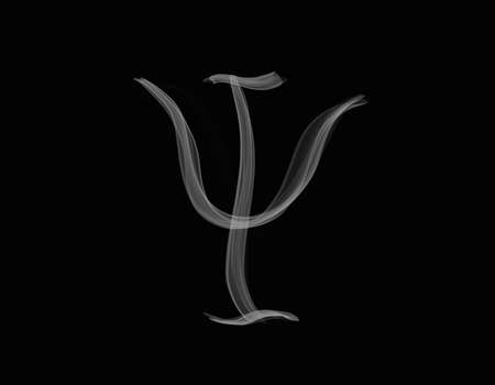 set of realistic smoke spreading shape with sign character on dark backgroundの写真素材