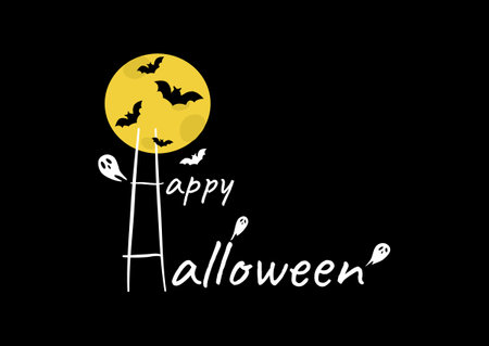 set of Halloween banner cartoon festival collection in dark backgroundのイラスト素材