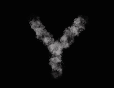 set of realistic smoke in alphabet and number shape spreading on dark backgroundの写真素材