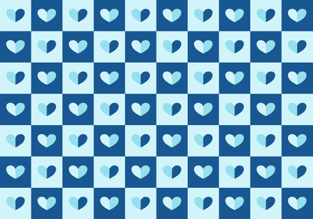 Blue hearts on a blue background. Seamless vector pattern.のイラスト素材